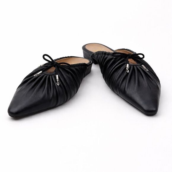 Sam Edelman | Shoes | Sam Edelman Mules 9 Black Leather  Sam Edelman Julia Ruched Pointed-Toe Flats